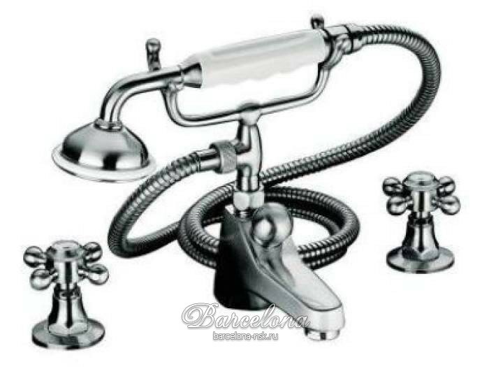 PORTRAIT смеситель на 3 отверстия ванна/душ двузахватный, устанавливаемый на деке, с душевым комплектом (хром) 
